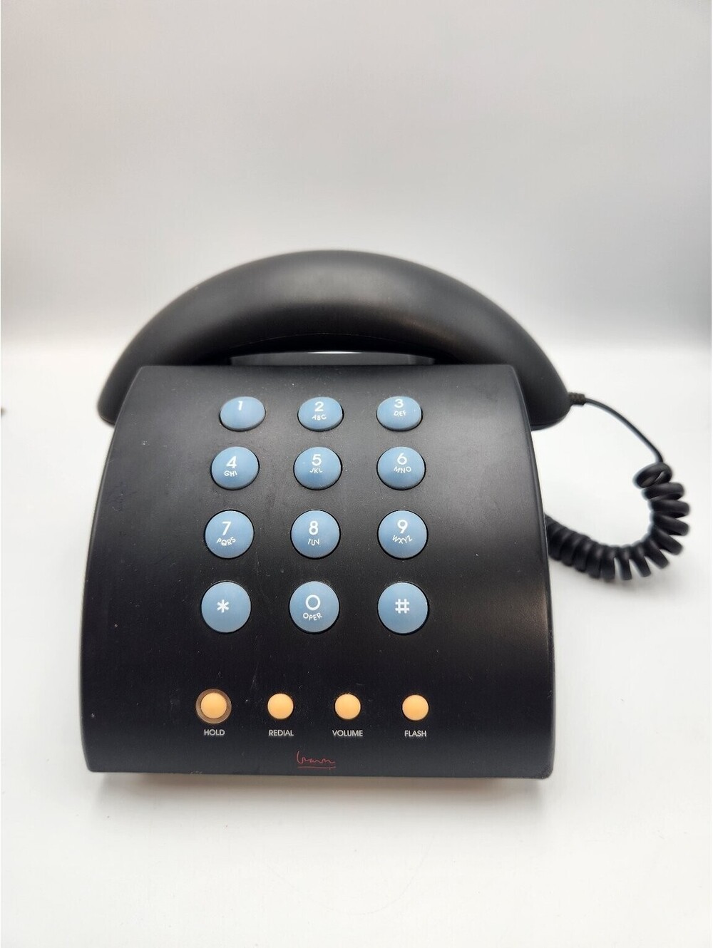 Michael Graves MG1000 Corded Telephone Black Phone w/ Blue & Orange Buttons I3